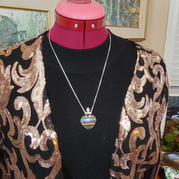 Heart Pendant with blue topaz crystal - Picture 4 of 10